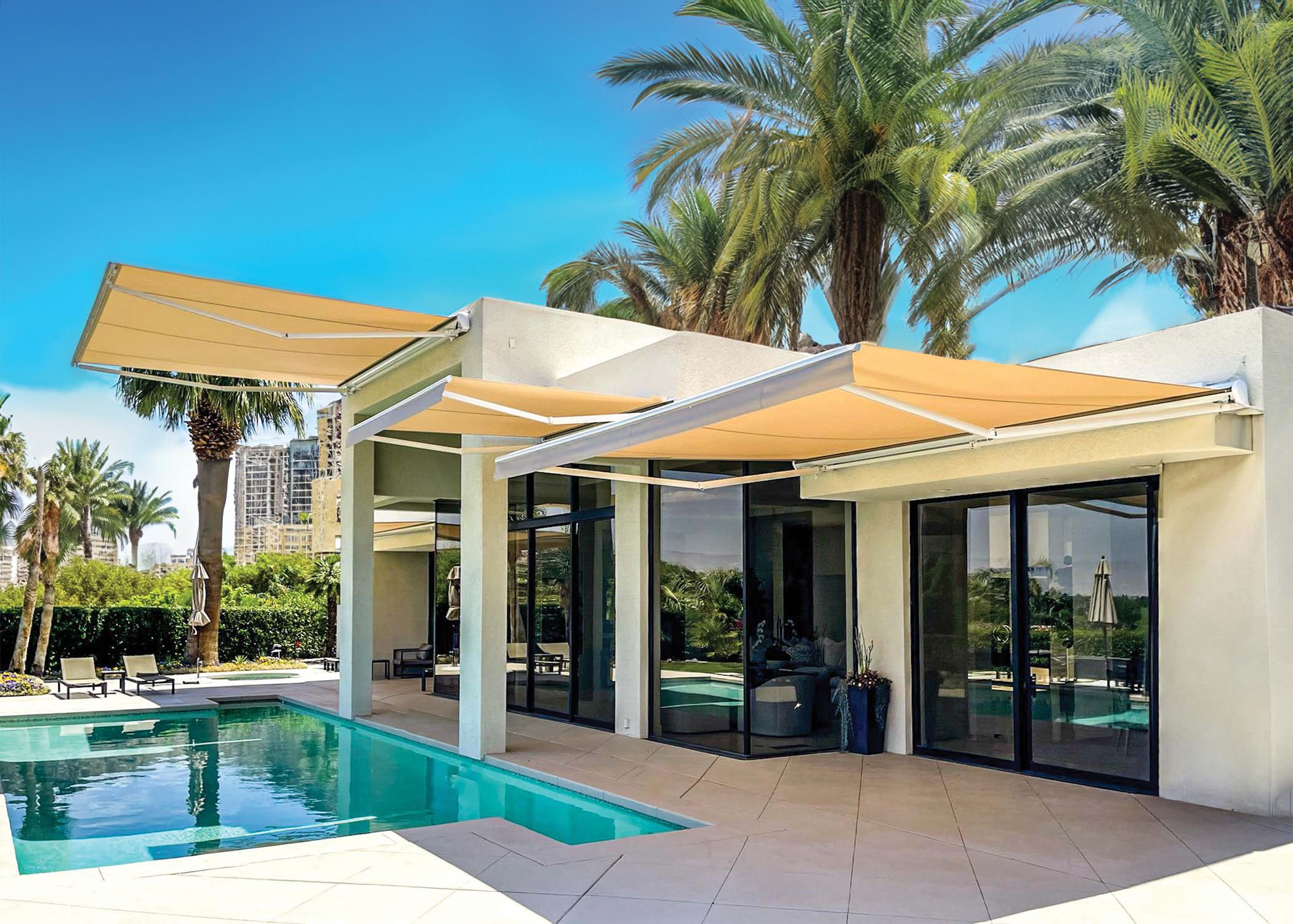 Retractable awning on a Florida home